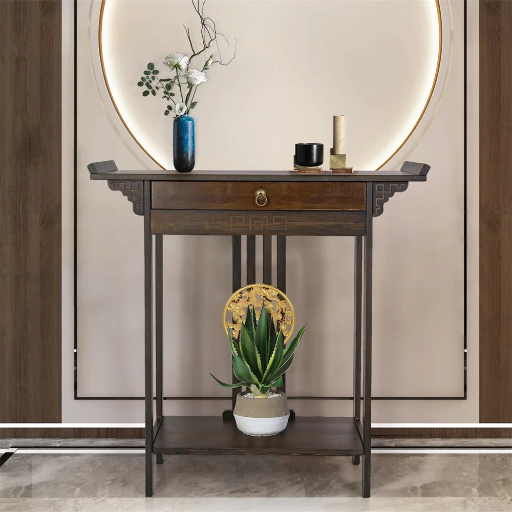 LUVODI Vintage Wood Console Table with Drawer Entryway Hallway Sofa Table for Living Room Storage