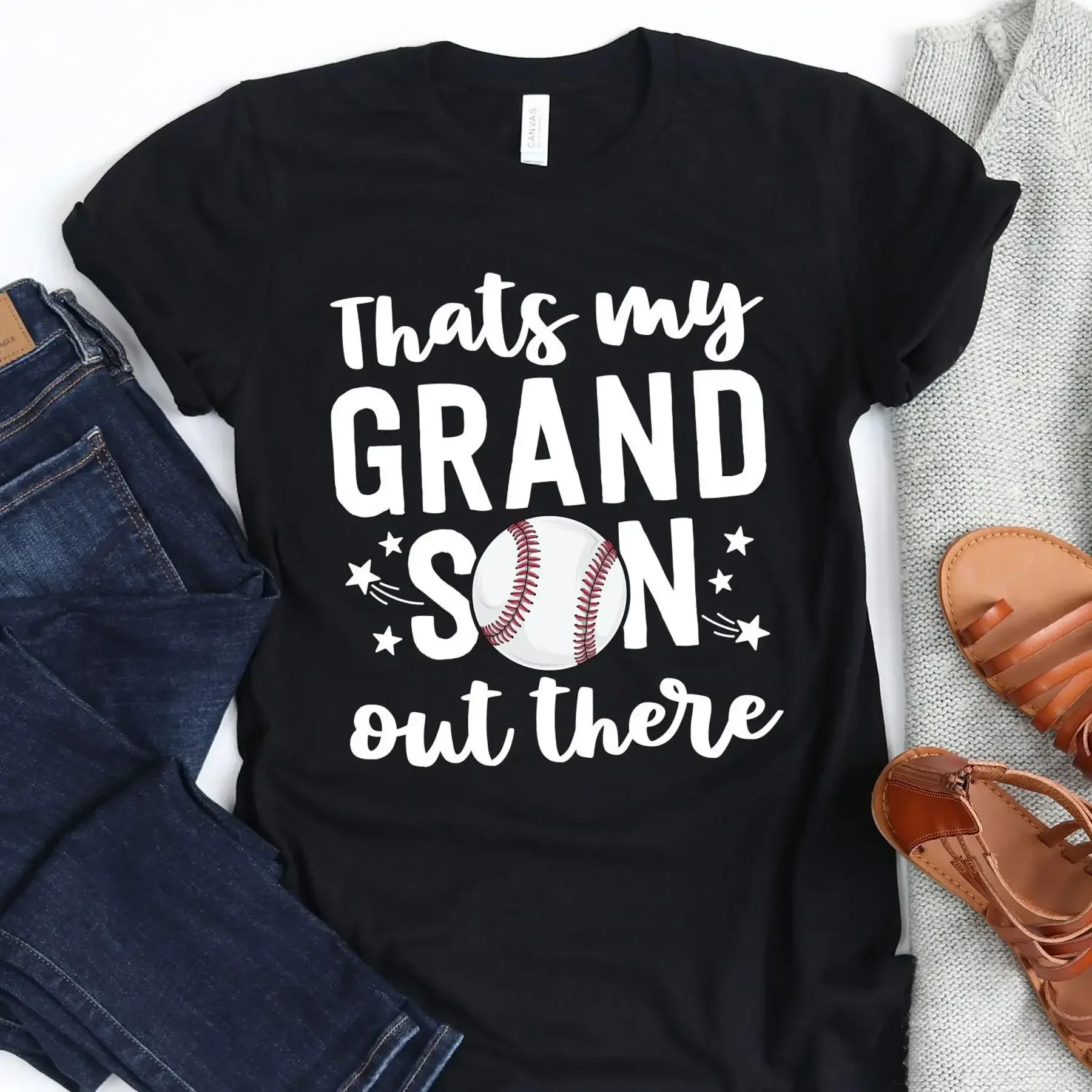 That s My Grandson Out There T Shirt Grandfather Baseball Grandpa Fathers Day
