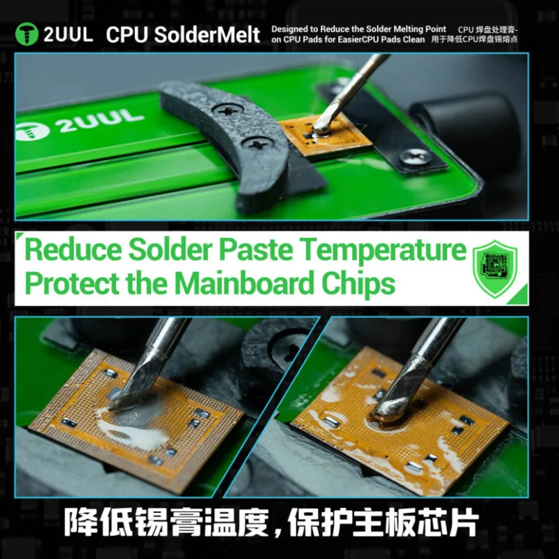 CPU Solder Melt Lower Melting Pt for Effortless CPU Pad Cleaning Minimizes Damage Risk Include 2 Needles Boost Repair Efficiency
