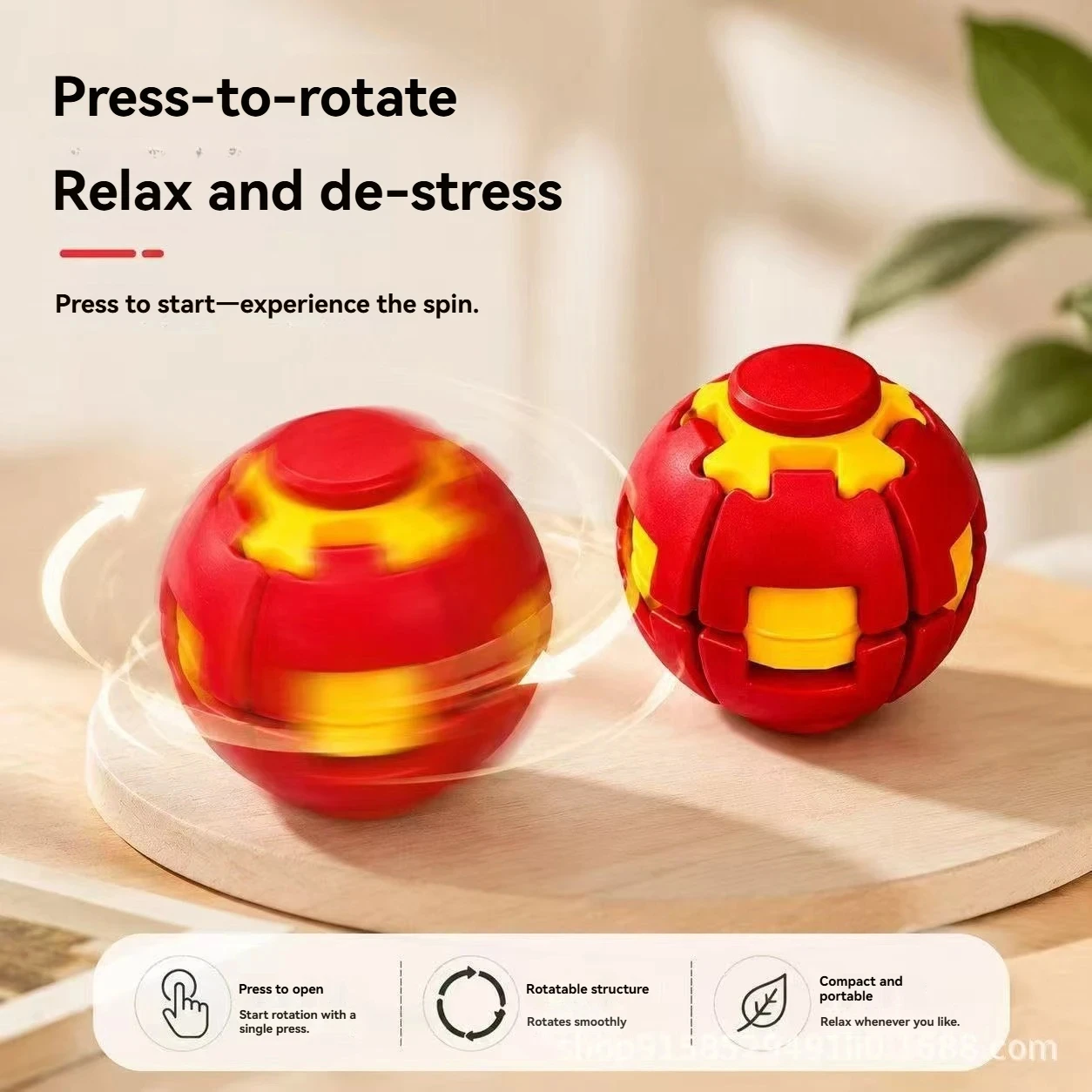 Rotatable Fidget Stress Relief Ball Spin Fidget Spinner Hand Sensory Anxiety Relief Desk Toy view 4