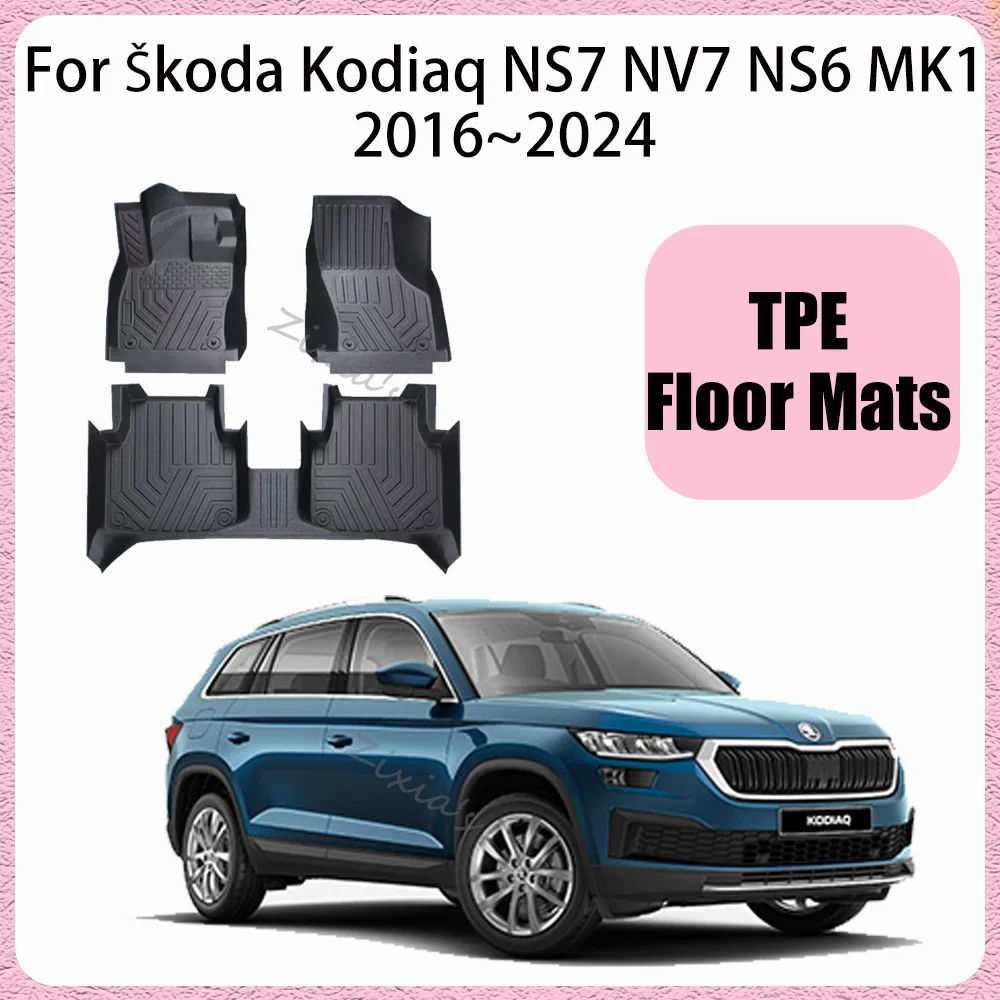 

For Škoda Kodiaq NS7 NV7 NS6 MK1 2016~2024 LHD Car TPE Floor Mats Waterproof Carpets Protection Anti-scratch Interior Accessorie