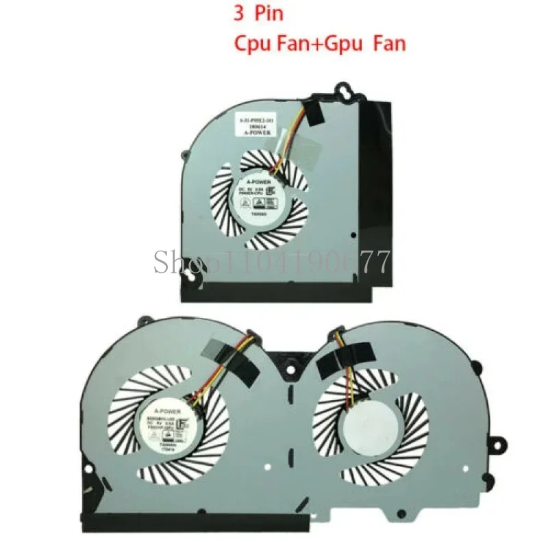 NEW CPU COOLING Fan & GPU fan for Clevo P950 P950HR P950ER T97 T96E T800 4 wire & 3 wires radiator fans