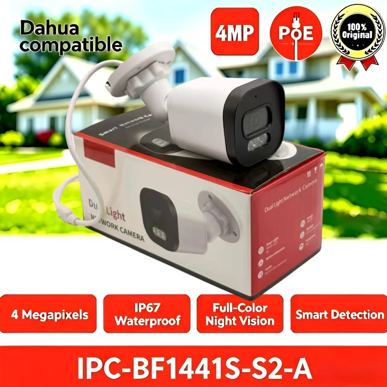 IPC‑BF1441S‑S2‑A 4MP Starlight IP  PoE Outdoor Waterproof IP67 IK10 IR Network Surveillance Security Camera Dahua Compatible - view 3