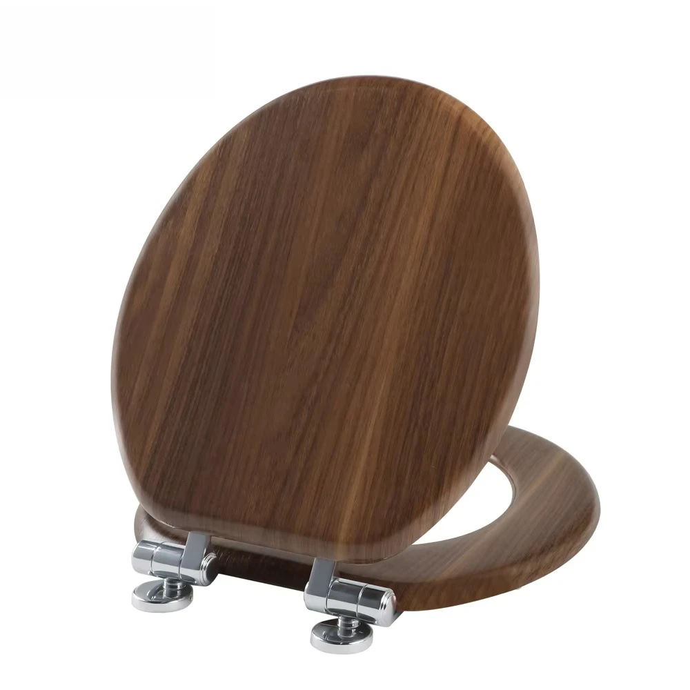 

16.5-inch Modern Design Customized Round Wooden Toilet Seat Bathroom Seat with Metal Hinge for Bathroom for European Standards