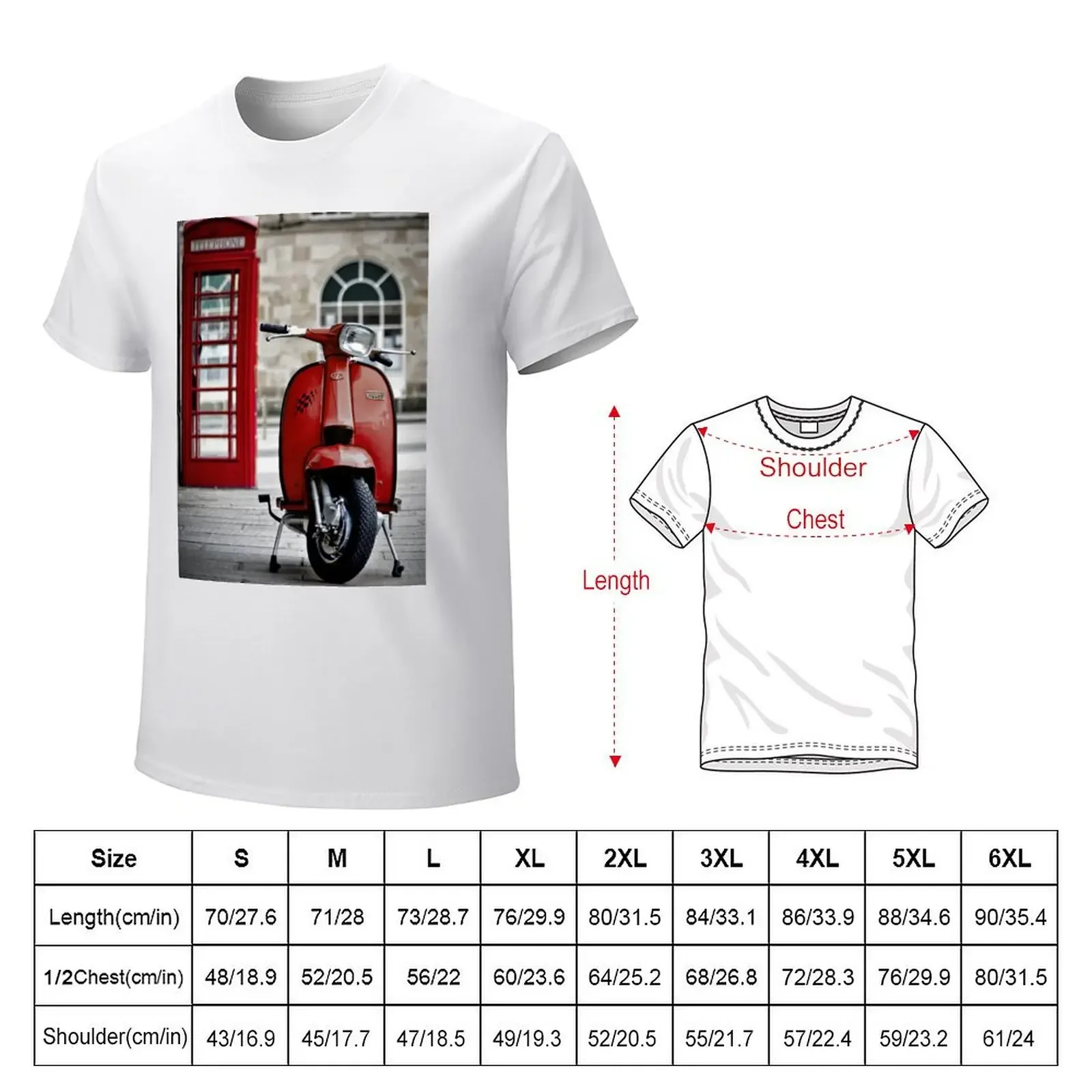 Italian Red Lambretta GP Scooter T-Shirt graphic t shirt vintage vintage t shirt men 100℅ cotton