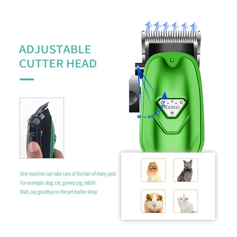 Kemei KM-A99 Rechargeable Low-noise Cat Dog Hair Trimmer Electrical Pet Hair Clipper Remover Cutter Grooming Pets Hair Cut
