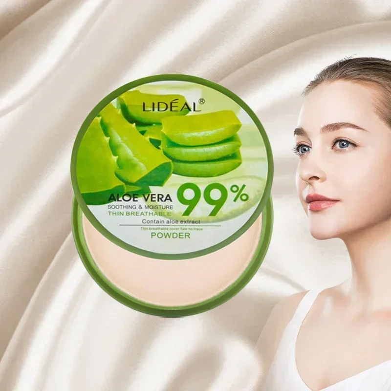 99% Aloe Vera Moisturizer Face Powder Smooth Foundation Pressed Powder Makeup Concealer Pores Cover Whitening Brighten Cosmetics