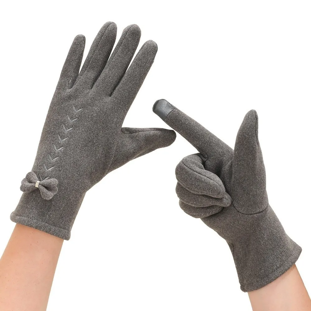 قفازات شتوية قطيفة جديدة شاشة قابلة للمس قفازات كاملة الأصابع تعمل باللمس مقاومة للبرودة قفازات كاملة الأصابع دافئة هدية