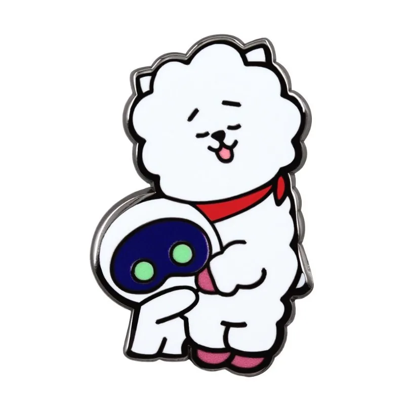 BT21 RJ Metal Badge Creative High Color Value Anime Cartoon Doll Styling Printed Men's and Women's Bags Clothes Decorative Gift