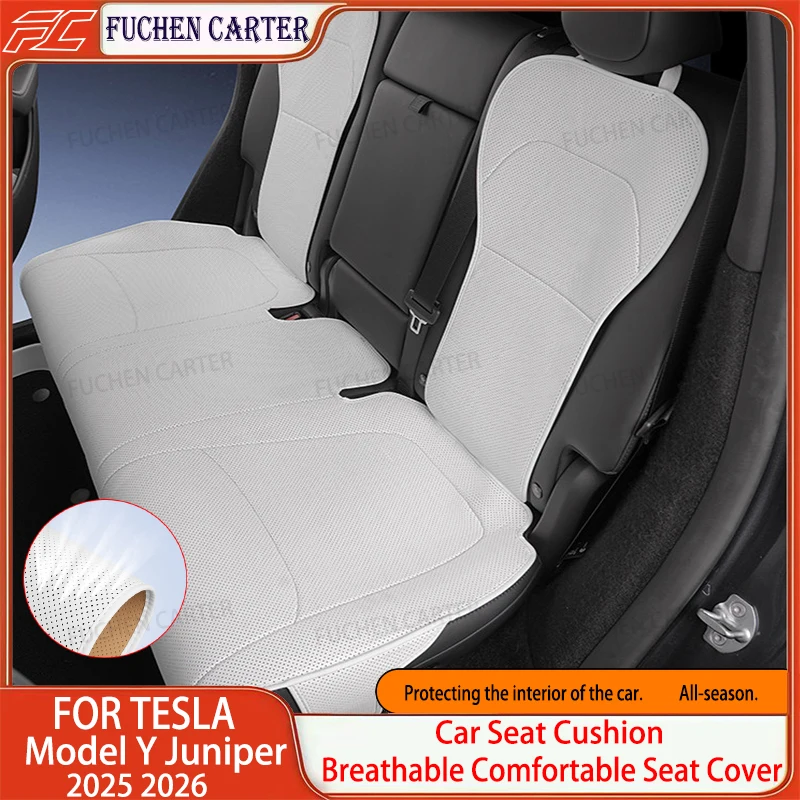 For Tesla ModelY Juniper 2025 2026 Ventilation Leather Seat Cover Four Seasons Universal Comfortable Seat Cushion Car Accessorie