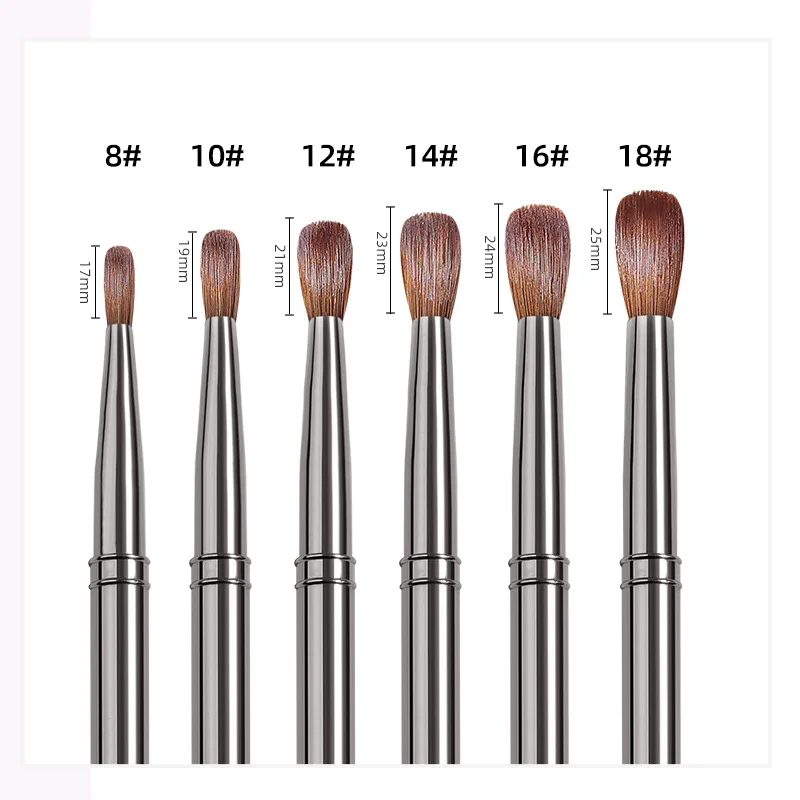 8#-18# Stainless Steel Handle Kolinsky Sable Nail Art Brush Acrylic UV Gel Extension Pen Nail Polish Painting Drawing Brush