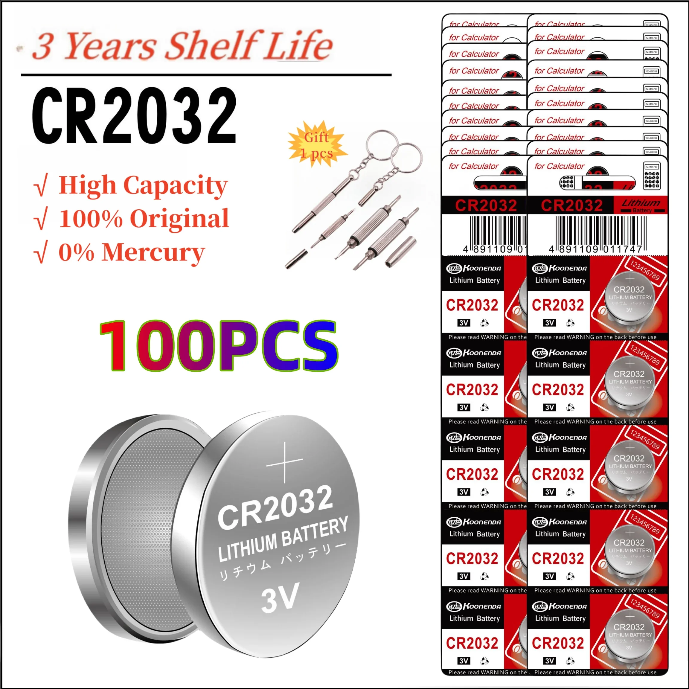 

10-100PCS CR2032 Lithium Coin Battery 210mAh Ultra High Capacity with Powerful 3V Output for tv remote,car fob,Calculators etc