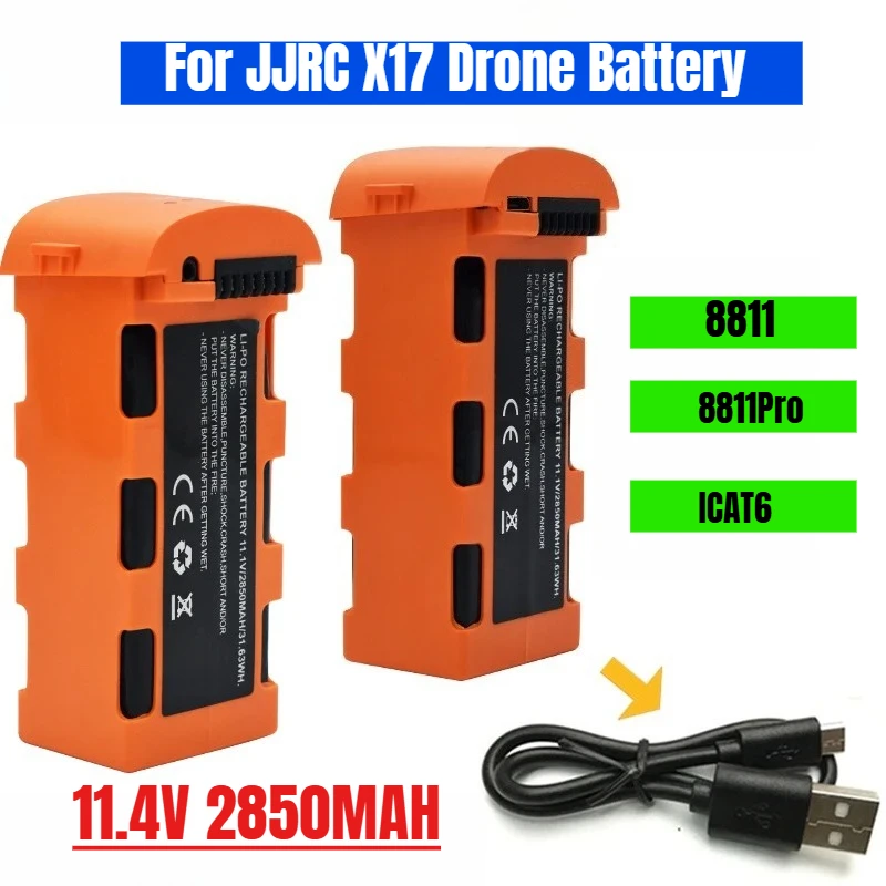 

For JJRC X17 Drone Battery 11.4V 2850MAH for 8811 8811Pro ICAT6 RC Drone Lipo Battery GPS RC Quadcopter Spare Parts
