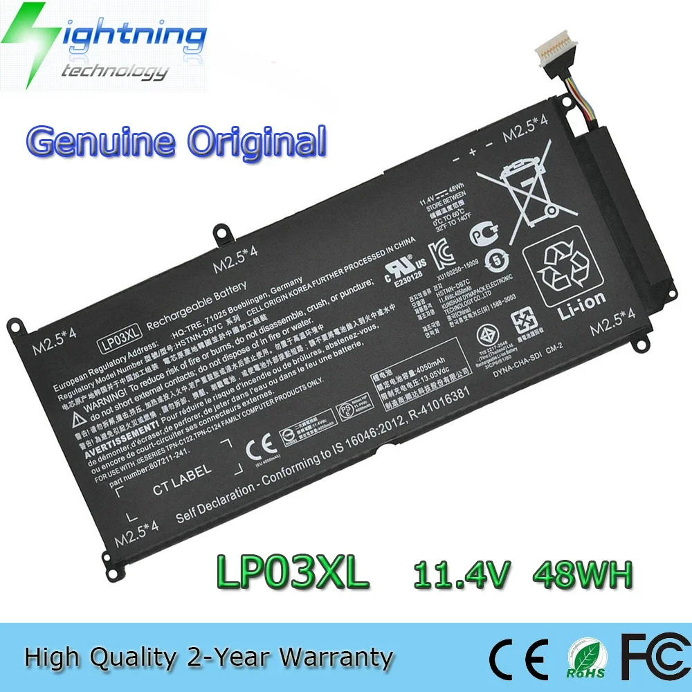 New Genuine Original LP03XL 11.4V 55Wh Laptop Battery for HP Envy 14-J 15-AE 15-AH M6-P HSTNN-DB6X 804072-241 etc.