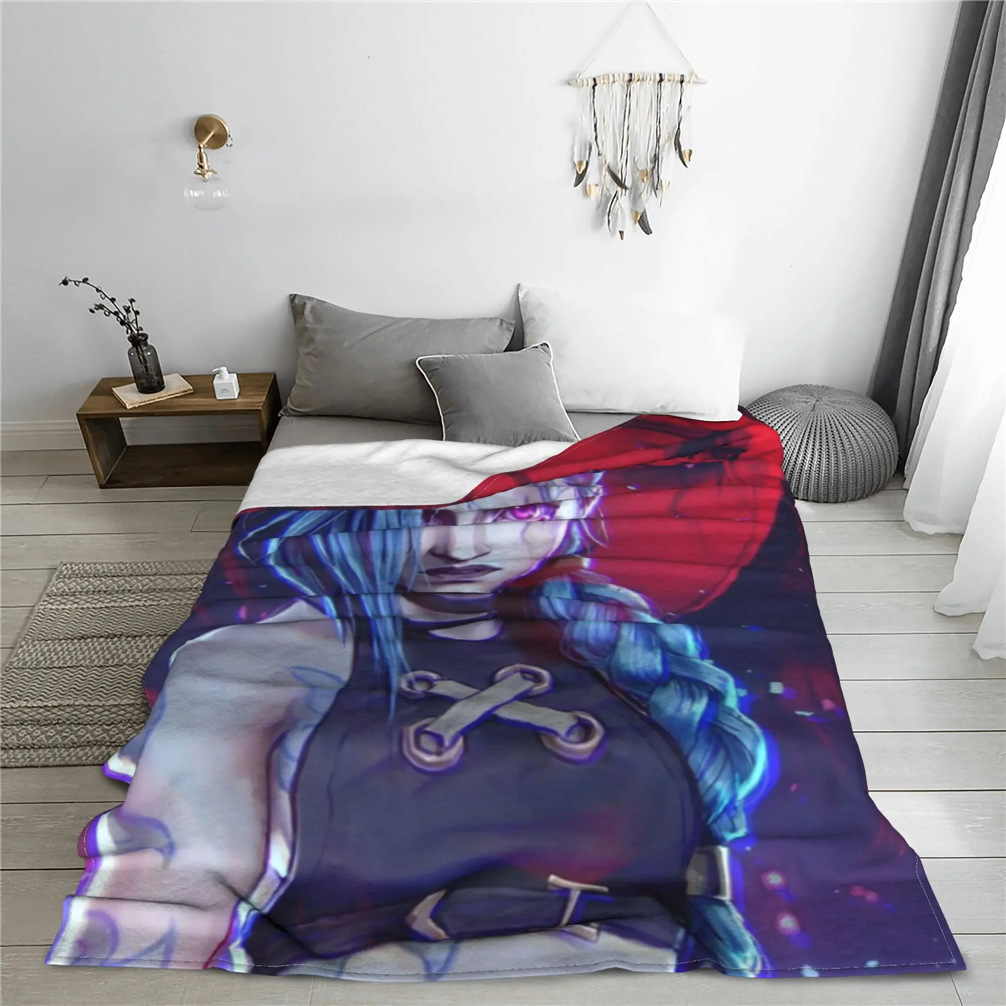 Arcane L-League Anime Legends Blanket Jinx Graffiti Wool Awesome Soft Throw Blanket for Bedspread All Season Travel