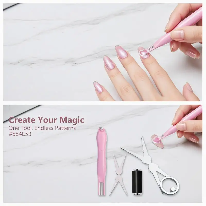 Katzenaugen-Nagelmagnet-Set, French-Tip Katzenaugen-Herzmagnete Nagelmagnet-Stift Katzenaugen-Gel-Lack Magnete Werkzeuge Maniküre S856C914001B6455Eb5934D72Ec7Eeca0O