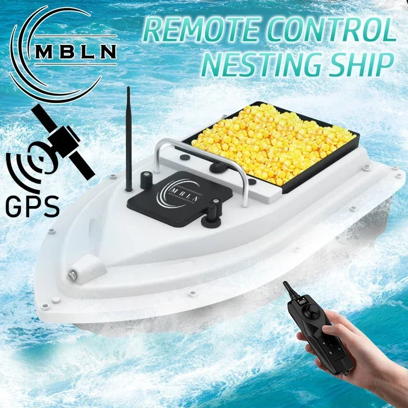 MBLN GPS RC Bait Boat 500M Wireless Remote Control Fishing Bait Boat Fishing Feeding Boat with 4 Bait Containers 2KG Load VX