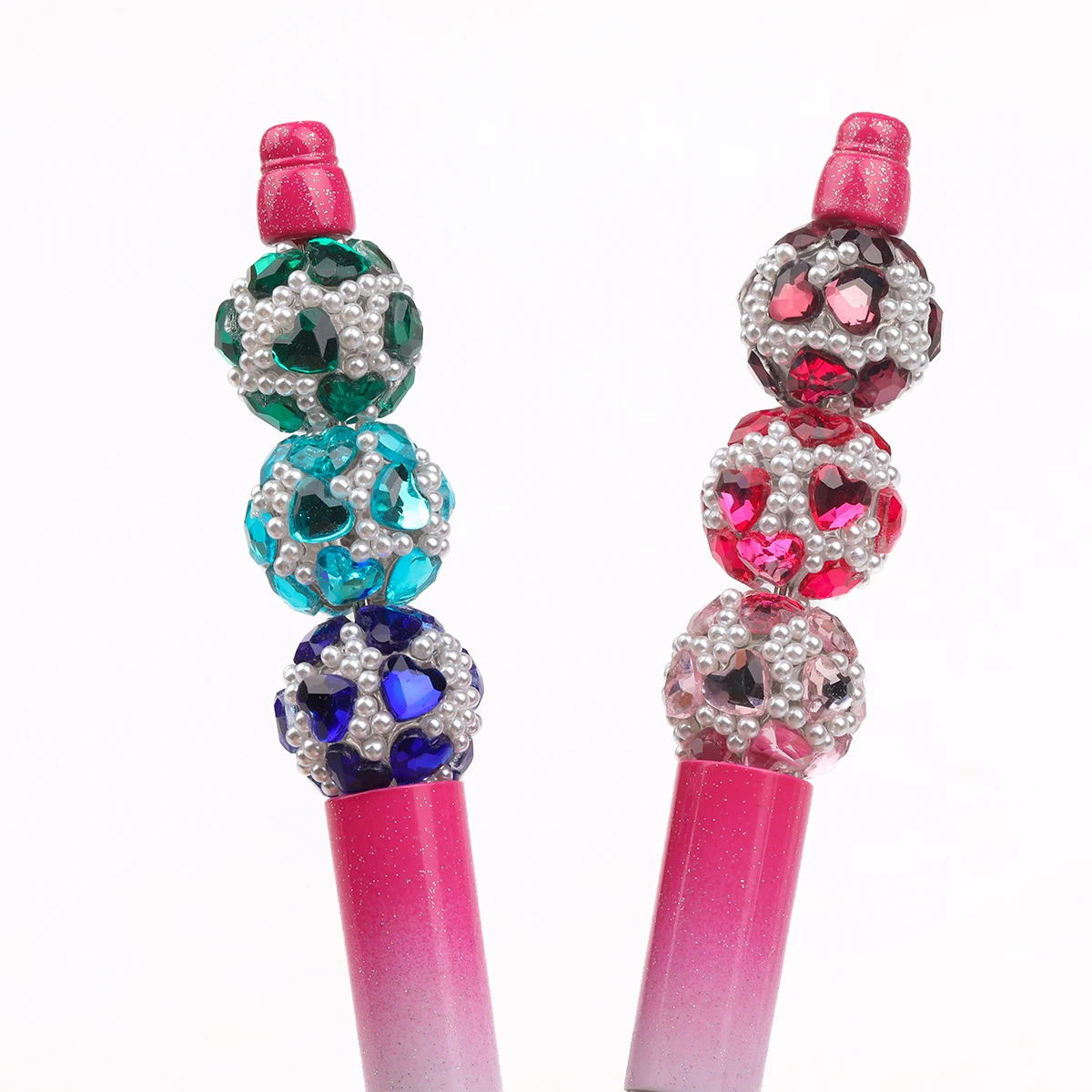 5pcs/10pcs Multicolor Embed Heart Shape Rhine Stone and Artificial Pearl Acrylic Beads with 2.5mm Drilled Holes Beads