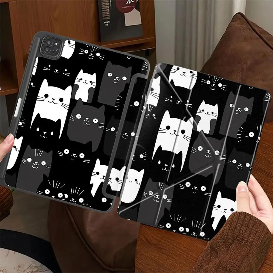 

Cute Cat Lovely Tablet Case For iPad Pro 11th 10th 9th 8th 7th 12.9inch Mini 6 7 Air 4 5 M3 M2 M4 11inch Pro 2025 Holder Cover