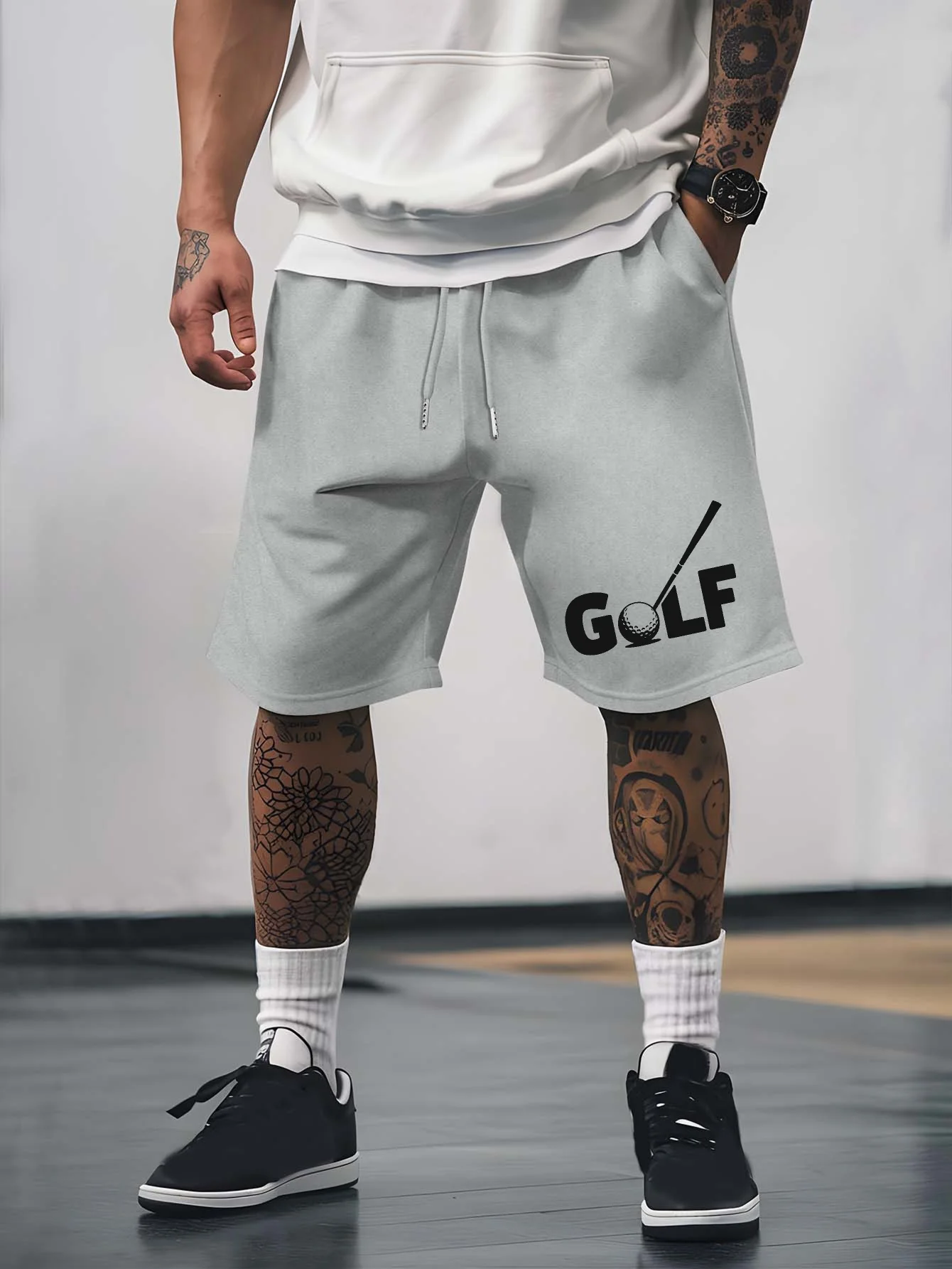 

Мужские летние повседневные шорты с буквенным принтом, свободного кроя, с эластичной талией и шнурком, подходят для активного отдыха и повседневной носки.