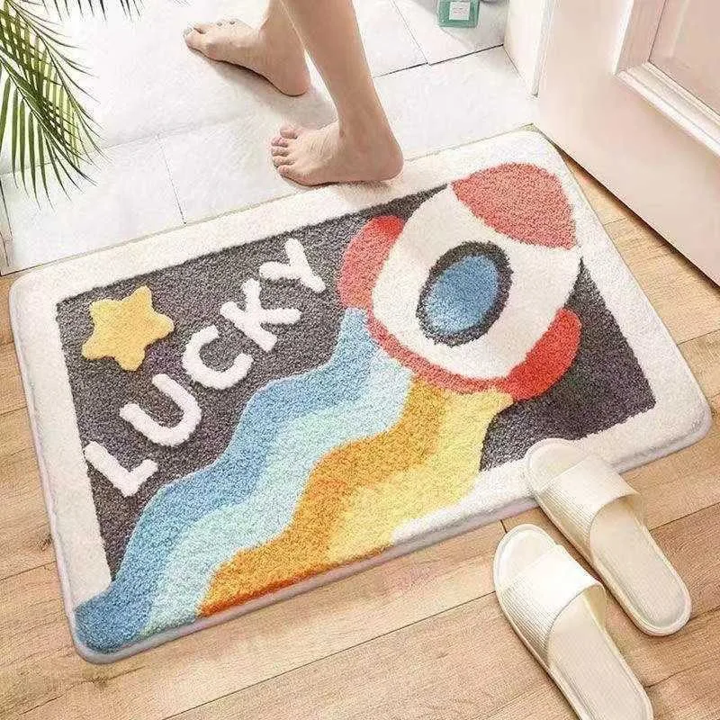 Bathroom Floor Mat - Toilet Water-absorbing Imitation Cashmere Floor Mat - Household Bathroom Dirt-resistant Foot Mat