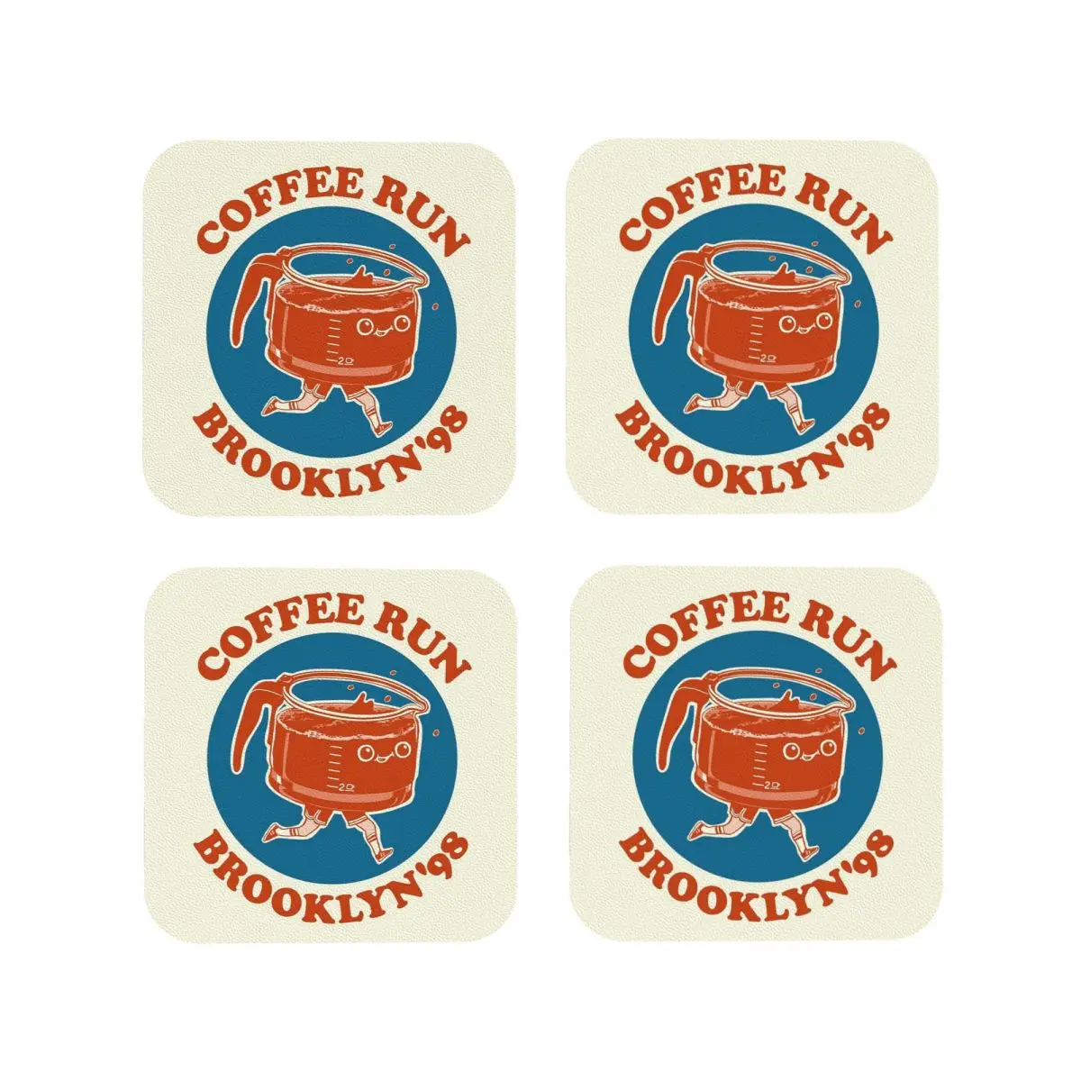 

Coffee Run '98 Подставки Кухонные салфетки Изоляционные кофейные коврики для чашек для декора Домашняя посуда Подушечки Набор из 4 шт.