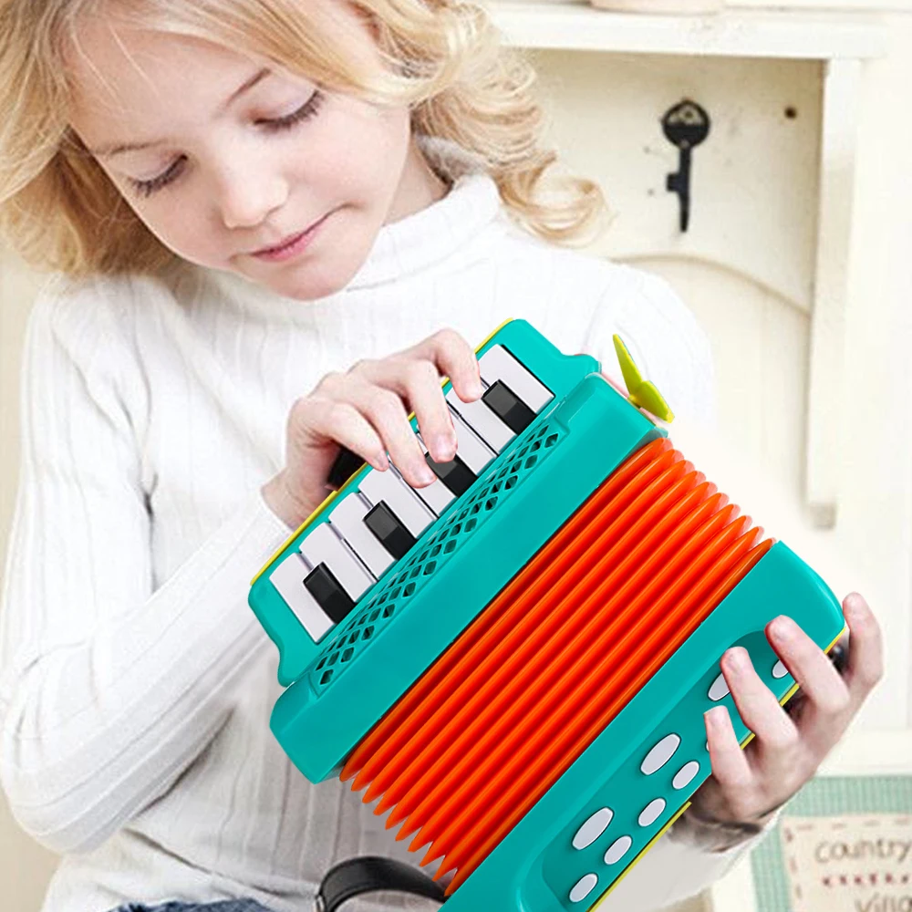 Kids Accordion Toy 10 Keys 8 Bass Accordions Musical Instrument Educational Toys Gifts for Toddlers Beginners Boys Girls