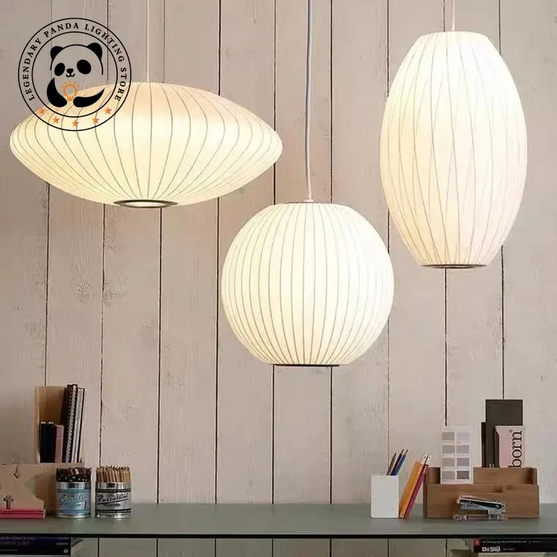 Simple Lantern Pendant Lights LED White Silk Lamp Design Room Clothing Shop Tatami Japanese Designer Decoration Home Chandelier