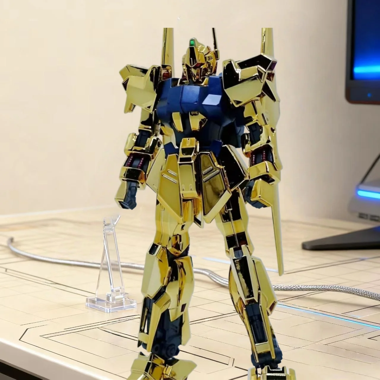 Hayaku Shiki HG 1/144 MSN-00100 REVIVE Placca Oro Modello Action Figure Modello Da Collezione Robot Mecha Kit Giocattolo Regalo Ornamento