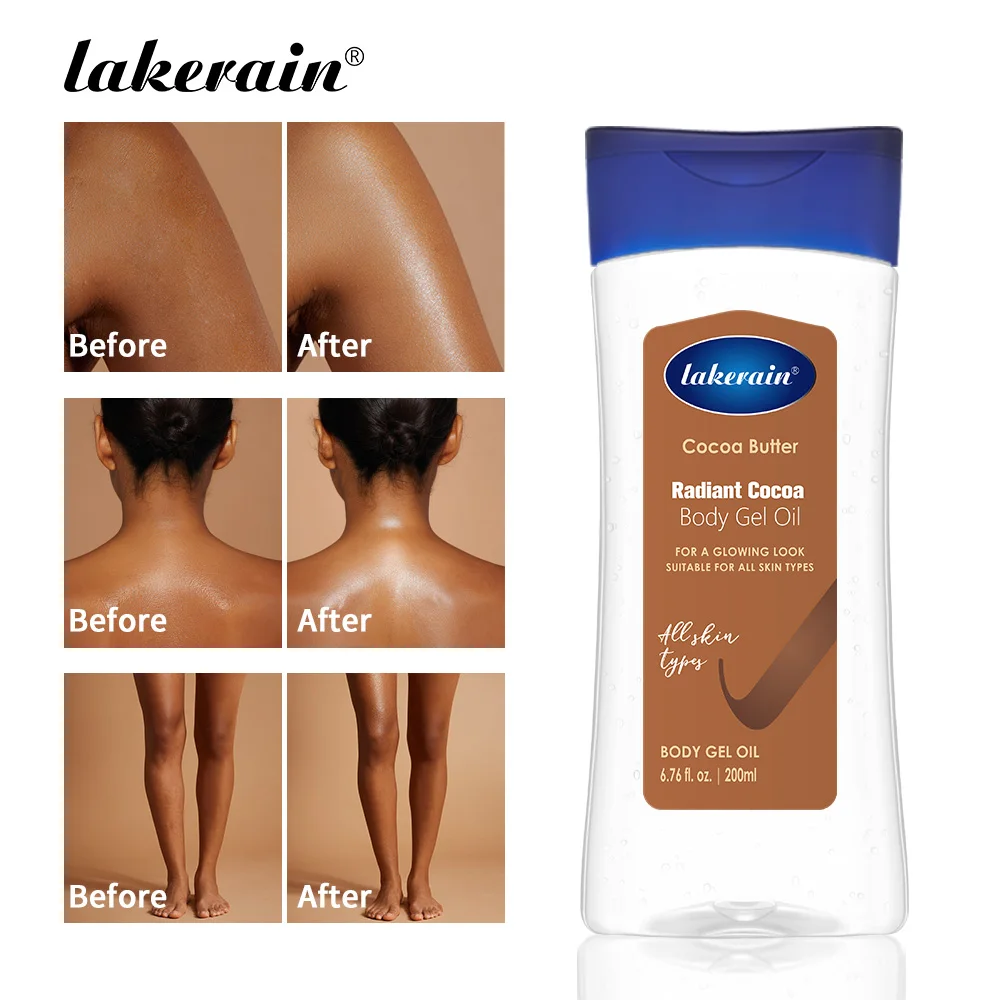 Lakerain زيت جل الجسم بالكاكاو للعناية بالبشرة ترطيب عميق 200 مللي زيت الجسم زبدة الكاكاو ترطيب راديان لجميع أنواع البشرة #2