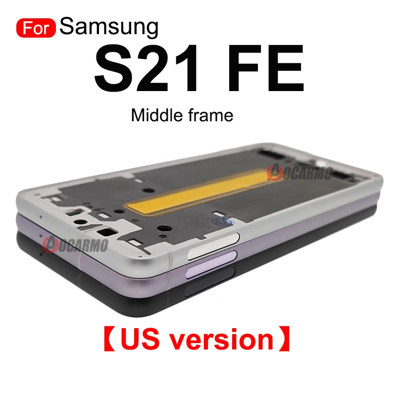 For Samsung GALAXY S21 FE S21fe Middle Frame Plate With Side Keys +Sim Card And Back Battery Cover Repair Replacement Part