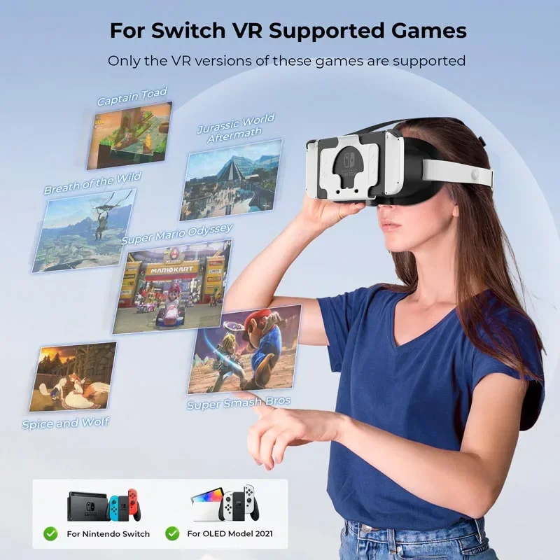 Upgraded VR Headset for Nintendo Switch & Switch OLED, VR Gaming Switch Virtual Reality Glasses with Adjustable Lens Elite Strap