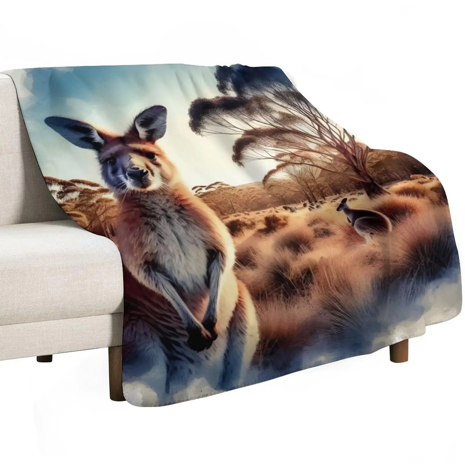 Kangaroo Throw Blanket Decorative Throw Winter beds Designers Furry Shaggy Thermal Blankets