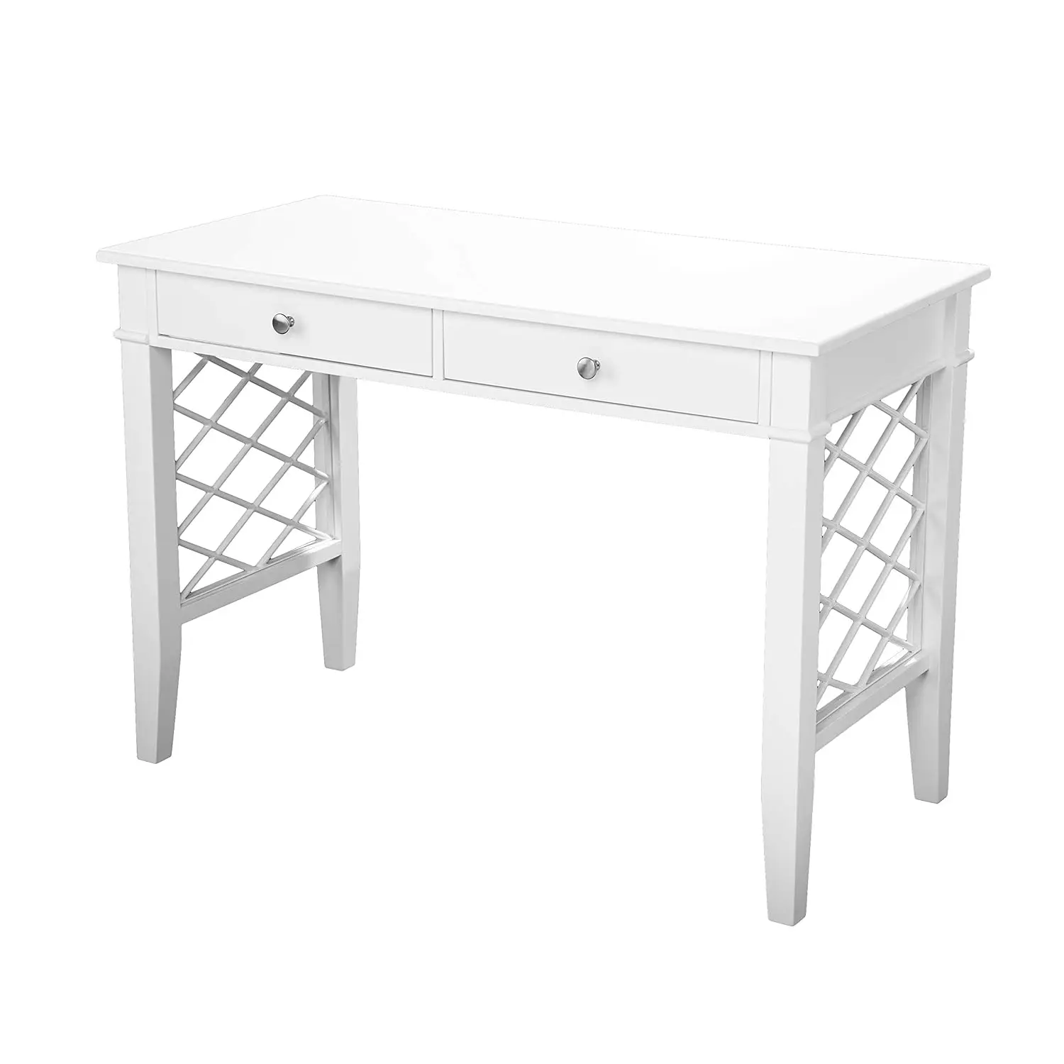 Transitional Writing Desk White Iron Wood Home Office Living Room, Customized