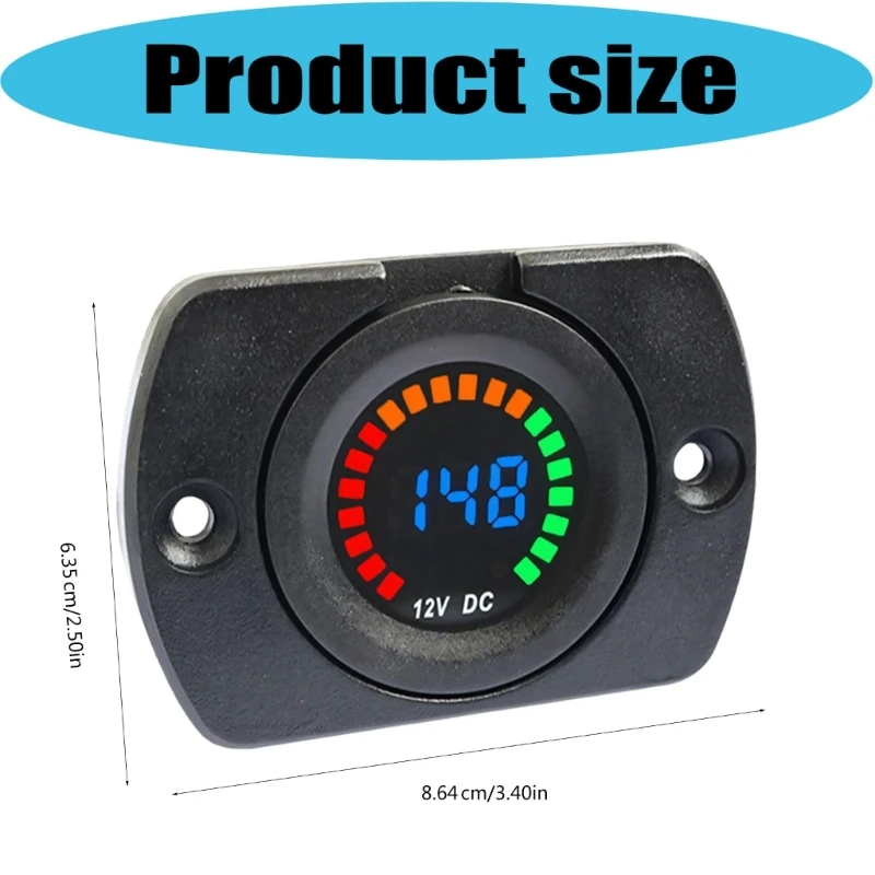 High Visibility Color LED Display Meter Waterproof & Strong Construction Monitor for 12V/24V Vehicles
