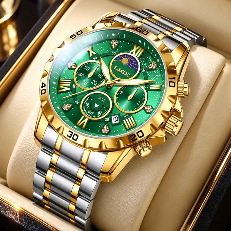 LIGE Top Brand Luxury Men Watch Outdoor Waterproof Sports Quartz Watches for Men Fashion Business Date Luminous Wristwatch Clock
