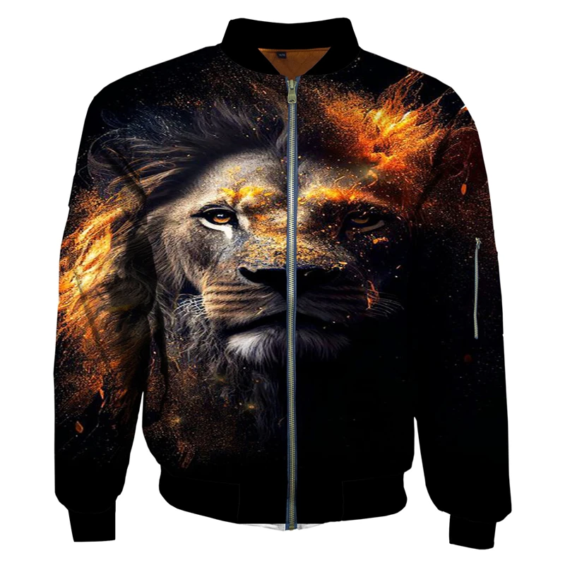 Lion Animel 3D Print Zip Up Jacket For Women Men Clothing Casual Long Sleeve Streetwear Comfortable Coats Washed Graphic Jacket