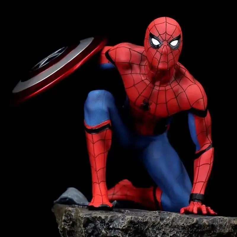 

37 см Marvel Человек-Паук Фигурка Человека-Паука Железный Человек Mk6 Капитан Америка Щит Фигурка Игрушка Статуя Gk Смола Креативный Коллекционный Подарок