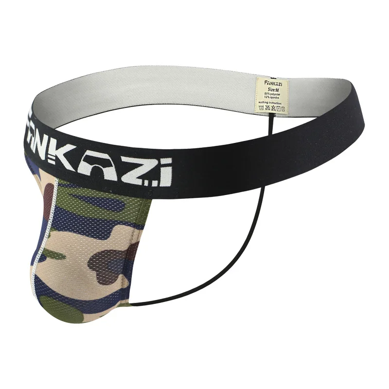 Mesh Camouflage Thong For Men Low Rise Breathable Japanese Style