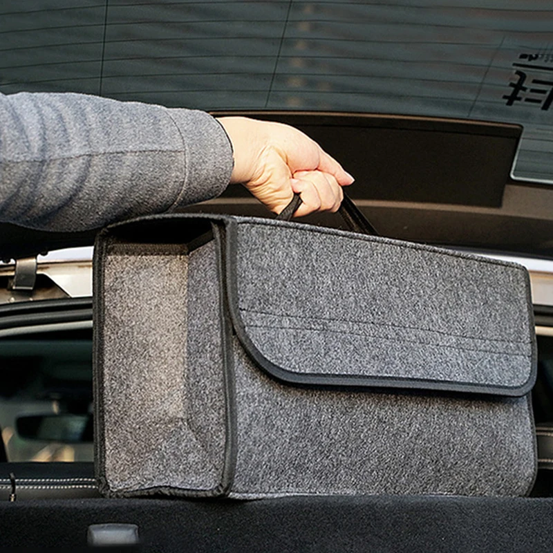 Car Trunk Organizer Soft Felt Storage Box Car Storage Bag Large Anti Slip Compartment Boot Storage Organizer Accessories