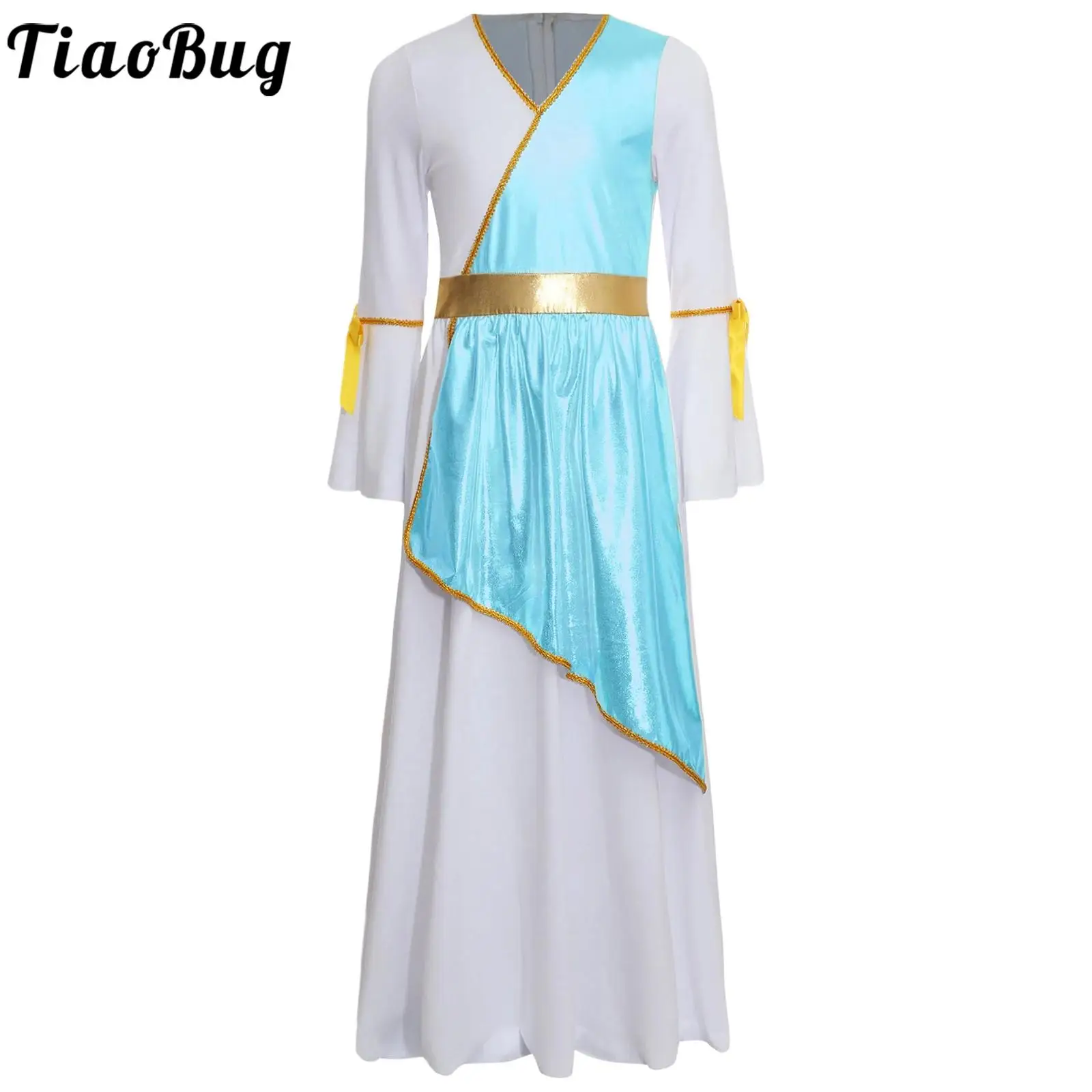 

Girls HalloweenAncient Greek Princess Athena Goddesses Cosplay Costume Gold Trim Ancient Chiffon Roman Toga Dress Worship Robe