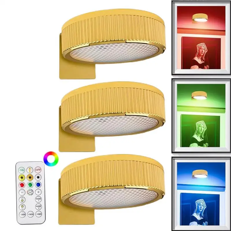 3 Pack Wall Painting Light Remote control adjustable Battery Powered Painting Lamp Dimmable Timer art Display Novelty Lamp