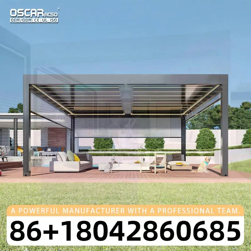 

Weatherproof Waterproof Outdoor Patio Garden Courtyard BBQ Party 5x5 Lourvered Gazebo Aluminium Shelter Canopy Pergola