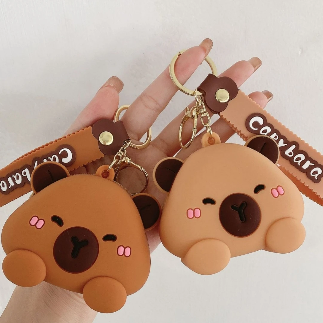 Cute Silicone Capybara Coin Purse Silicone Capybara Storage Bag Keychain Small Wallet Creative Pendant Earphone Case Storage Bag