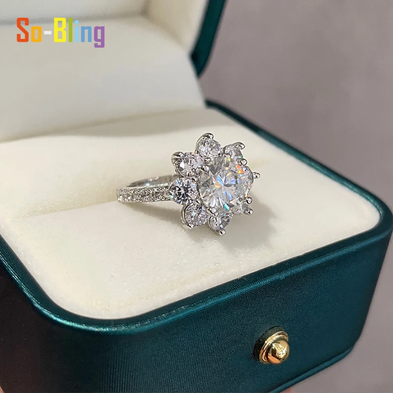 So-Bling 1-3Ct مويسانيتي خاتم 925 فضة خواتم للنساء أنيقة غرامة مجوهرات الحفلات هدية #3