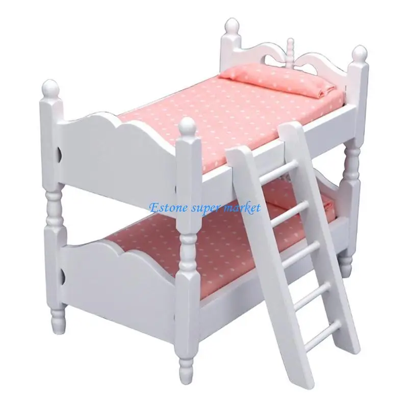 

090B Bedroom Furnishings Bunk Bed Bunk Bed Model Decorations Pretend Playset