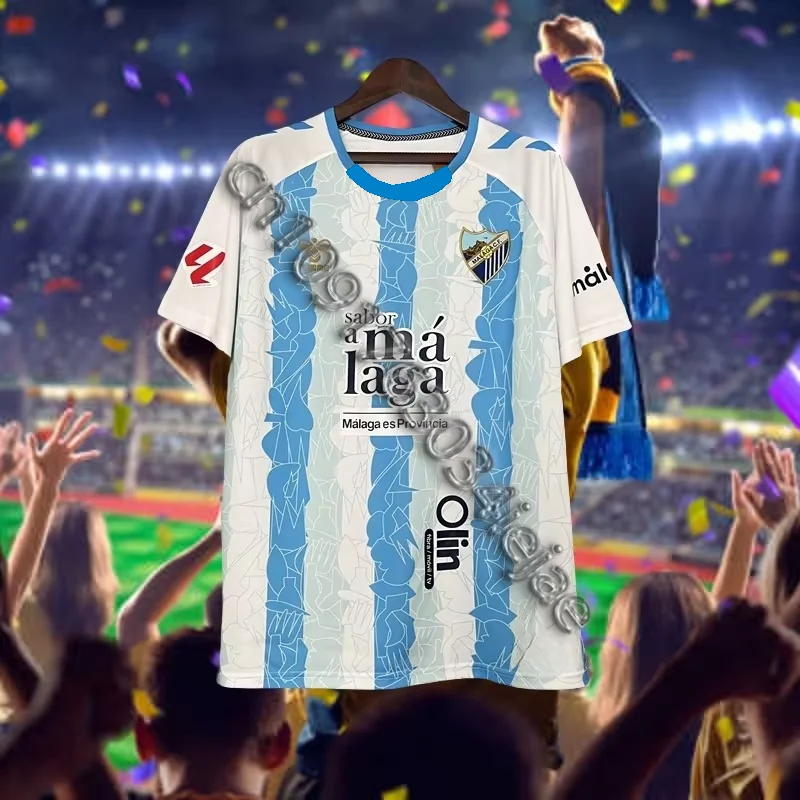 Camiseta de manga corta transpirable con cuello redondo para entrenamiento de equipo de fútbol de verano para hombre, camisetas de Malaga, camisetas para deportes al aire libre