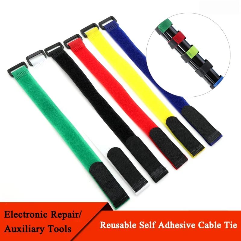 

10/50pcs Cable Ties Reusable Self Adhesive Width 20mm Nylon Strap Reverse Buckle Line Wire Organizer Hook Loop Bundle Fastener