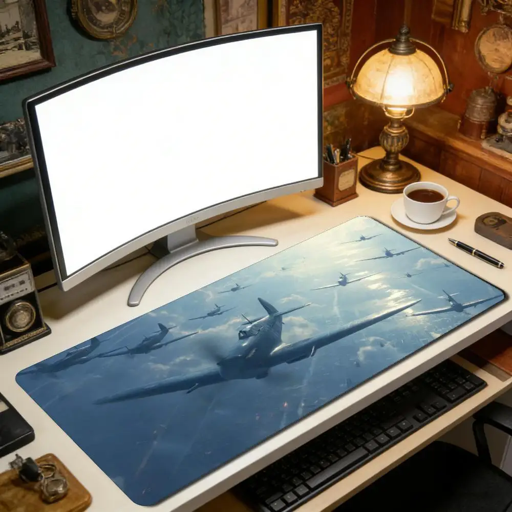 Gaming Large Mouse Pad XXL WW2 Tank Aircraft War Desk Mat Non-Slip Rubber Keyboard Pad Overlock Deskpad PC Game Accessories