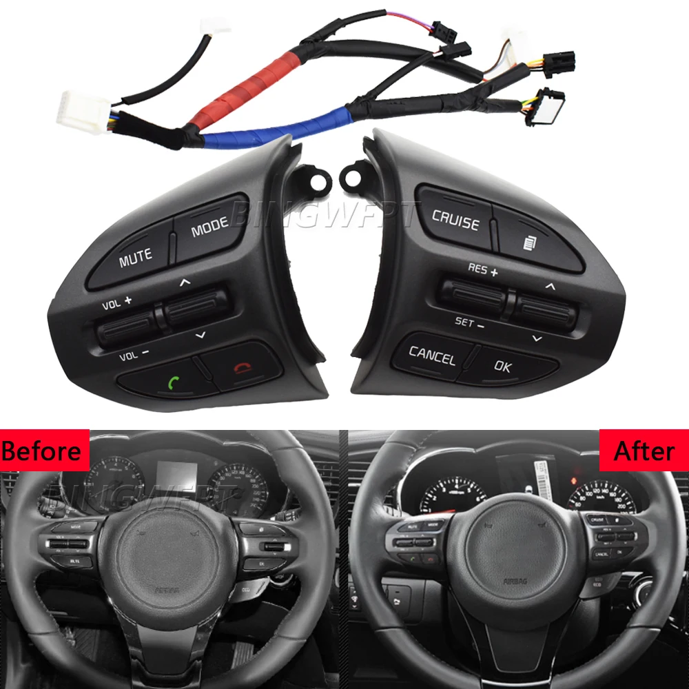 BINGWFPT For Kia K5 Optima 2014-2015 Car Steering Wheel Buttons Car-styling Button Switch Cruise Volume Control Buttons